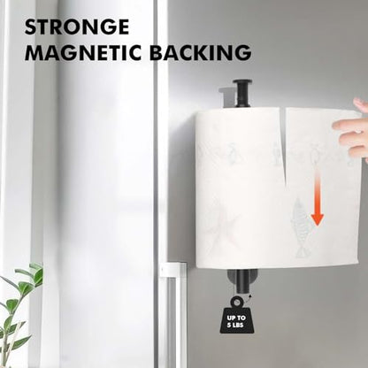 Magnetic Paper Towel Holder, One Hand Operable Pap... (Black)