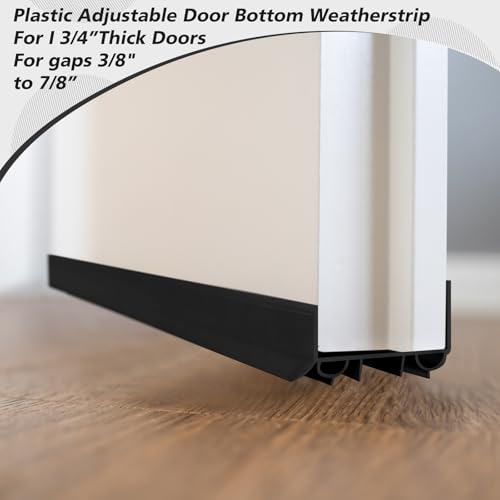 Lineshading 2 Sets Door Sweep Plastic PVC 1 3/4" x 36" Slide on Bottom Exterior Door Seal Strip for Weather Stripping Draft Stopper (Black)
