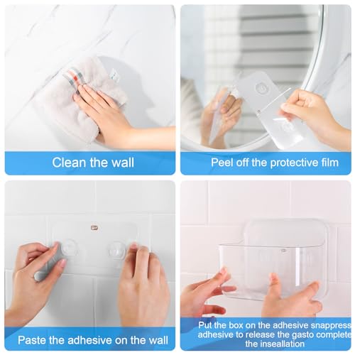 CGBE 2-Pack Cabinet Door Organizer, Self Adhesive Bathroom Shelves, Clear | Acrylic Shower Caddy, Wall Mounted Storage, No Drilling, Automatic Draining, For Cabinet Door and Shower Wall