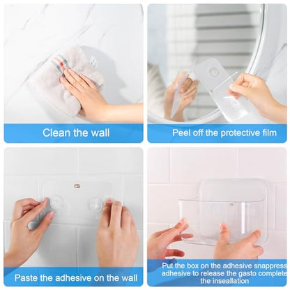 CGBE 2-Pack Cabinet Door Organizer, Self Adhesive Bathroom Shelves, Clear | Acrylic Shower Caddy, Wall Mounted Storage, No Drilling, Automatic Draining, For Cabinet Door and Shower Wall