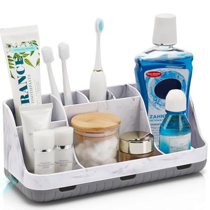 Marble Bathroom Countertop Organizer - Detachable... (Marble Grey | Plastic)