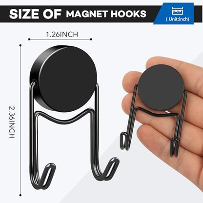 LOVIMAG Magnetic Hooks for Cruise Cabins 80LBS+ 5 Pcs | Cruise Essentials 2026, Heavy Duty Magnets Hook for Ship Classroom Beach Vacation Kitchen Home, Black