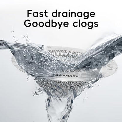 TRAPMATE Shower Drain Hair Catcher, 4.4" Anti-Clogging Bathtub Drain Cover | Easy Flip Cleaning, Traps Hair with Fast Drainage, Anti-Slip Drain Protector Fits Regular & Pop-up Drains (Patented Product)
