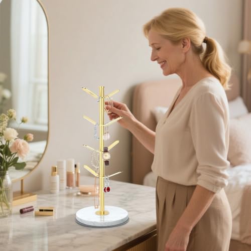 Marble Mug Holder Tree with 8 Hooks, Stainless Ste... (Gold | Metal)