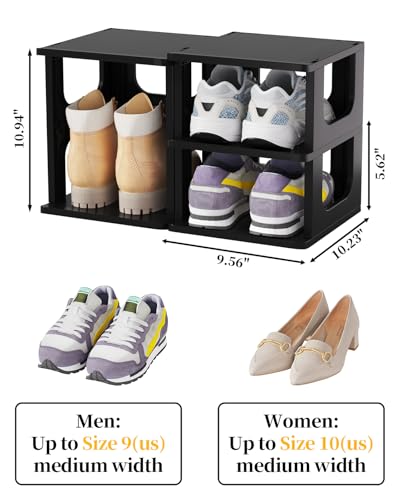 HAIXIN 5-Tier Shoe Rack for Small Spaces Narrow Shoe Organizer | for tight spots, dorms, rvs, stack multiple tiers, removable shelves for boots, narrow size for kids, women, modular design