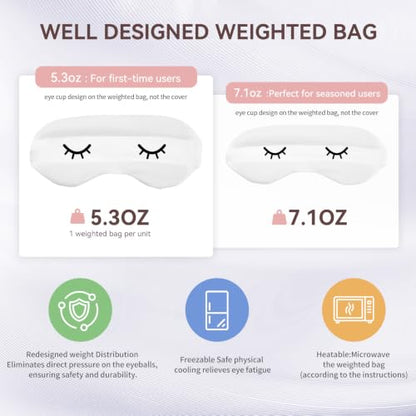 Lyocell Weighted Sleep Eye Mask for Women Men, 5.3oz & 7oz, Removable Washable Weighted Bag, Light Blocking Eye Cover, Soft Eye Shade for Travel Essentials, Office Naps, Gift,Pink