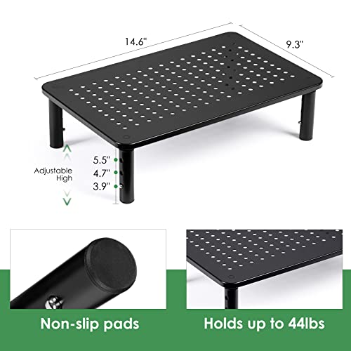 2 Pack Desktop Riser, 3 Height Adjustable Monitor... (Black | Alloy Steel)