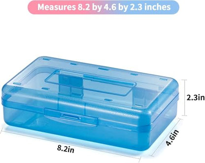 Sooez 3 Pack Pencil Case, Large Hard Pencil Box Bulk, Clear Crayon Box | Marker Pen Organizer, Plastic Storage Container with Snap Lid, Stackable Art Craft Organizer Back to School Supplies
