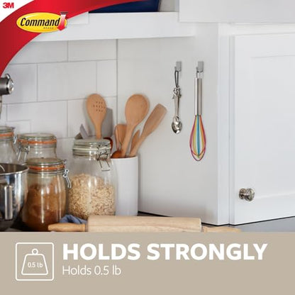 Command Small Stainless Steel Hooks, 8 Hooks, 10 Strips | Damage-Free Hanging with Adhesive, Heavy Duty Hanging Great for Home and Room Decor, Holds up to 0.5 lb