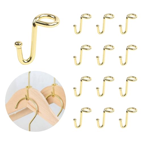 Clothes Hanger Connector Hooks, 36 Pack Gold Metal Cascading Extender Clips, Sturdy Mini Hanger Hooks for Velvet Hangers, Closet Space Saving Organizer