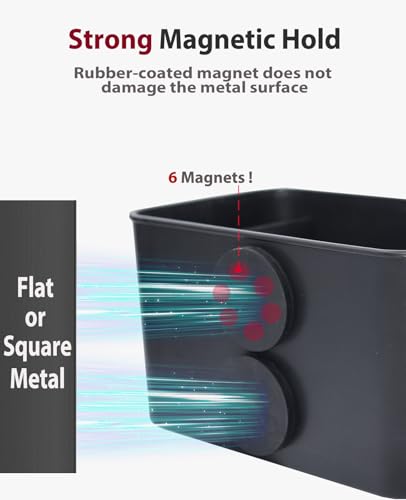 Magnetic Storage Box Organizer for Flat Metal Fridge Tractors | Lightweight Magnetic Cup Holder Magnet Organizer Holds Phone Sunglasses Key Tissue Fit Golf Cart Forklift Tractor School Bus