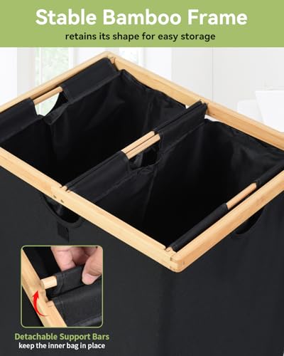 140L Recycling Bin for Kitchen, 2 Compartments Lar... (Black)