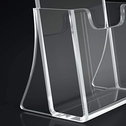 Brochure Holder 8.5 x 5.5 inches, Acrylic Flyer Holder with 2 Pack, Plastic Stands for Displaying Magazines, Pamphlets, Literature, Brochures, Booklets, Menu