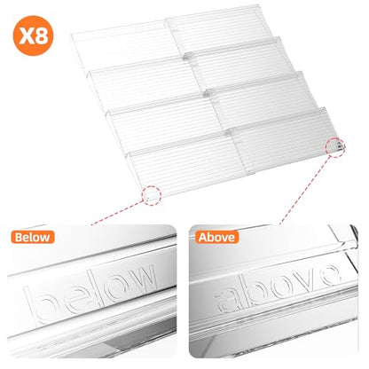 MUDEELA Clear Spice Drawer Organizer, 4 Tier- 2 Set (8 Packs) Spice Rack for Drawer, Expandable From 11" to 22" Kitchen Seasoning Organizers and Storage for Drawer (Jars not included)