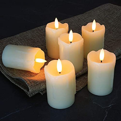 3"Battery Operated Flameless Votive Candles, Real Wax, Remote Timer, 6Pack | Multi brightness adjust, 2/4/6/8h cycle timer, 400h runtime, pre-installed CR2451 batteries, Black Wick, wedding decor