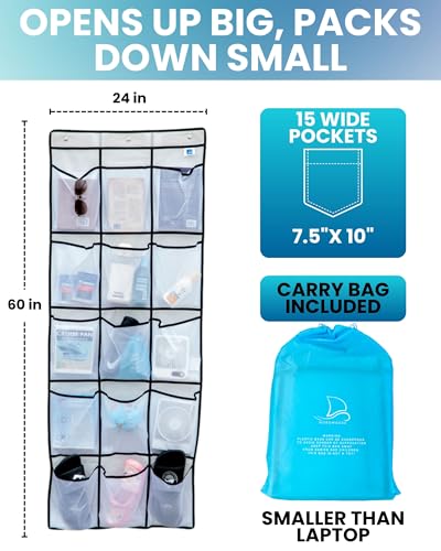 Magnetic Cruise Organizer | 15 Large Durable Pockets, Shoe Over The Door Organizer For Cruise, 3-Strong Anti-Scratch Magnets, Cruise Essentials 2026