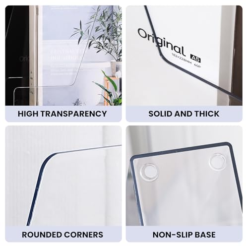 Vertical Magazine File Holder, Clear, 4 Pack | Plastic, Holds Magazines, Binders, Notebooks, Envelopes, Desk Organizer and Storage Bins