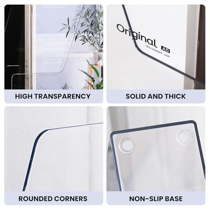 Vertical Magazine File Holder, Clear, 4 Pack | Plastic, Holds Magazines, Binders, Notebooks, Envelopes, Desk Organizer and Storage Bins