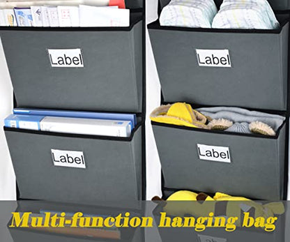 Over the Door Hanging File Organizer 5 Extra Large Pockets Wall Hanging File Folders Organizer Holders,Home Office Supplies Storage Pocket Chart for Paper Mails Planners Notebooks,Gray