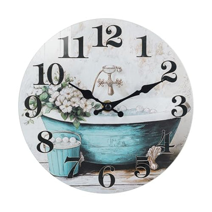 10 Inch Bathroom Wall Clock Rustic Waterproof Glass Wall Clock | Shower Room Pool Patio Garden