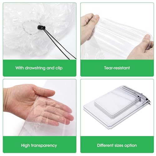 6 Pack Extra Large Clear Drawstring Plastic Bags, 2 Sizes Big Giant Storage Bags 47x71 Inches and 35x47 Inches, Dust Covers Drawstring Plastic Bags for Luggage, Suitcase, Furniture, Reusable