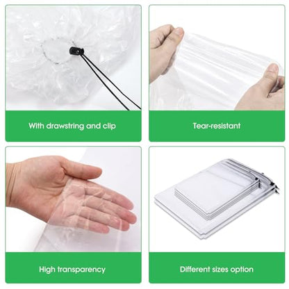 6 Pack Extra Large Clear Drawstring Plastic Bags, 2 Sizes Big Giant Storage Bags 47x71 Inches and 35x47 Inches, Dust Covers Drawstring Plastic Bags for Luggage, Suitcase, Furniture, Reusable
