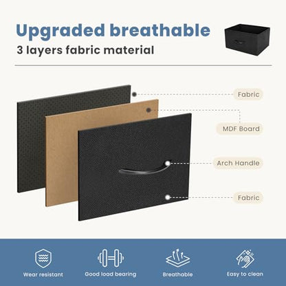 DUMOS Nightstand, Bedside Table with 4 Fabric Drawers | Night Stand with Removable Bins, Steel Frame Wood Top, Small Dresser for Bedroom Closet