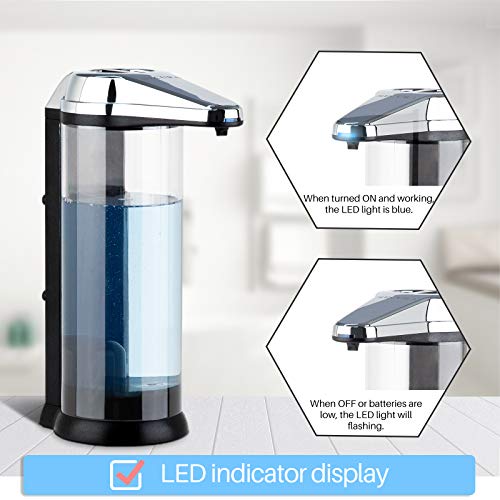 Secura 17oz Automatic Liquid Soap Dispenser, Touchless Battery Operated Hand Soap Dispenser with Adjustable Soap Dispensing Volume Control Dial, Personal Care Dispenser (Chrome)