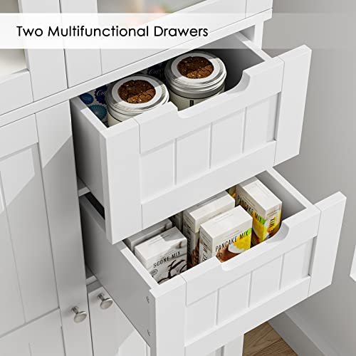 67'' Tall Bathroom Storage Cabinet, Linen Cabinet... (White | Engineered Wood)