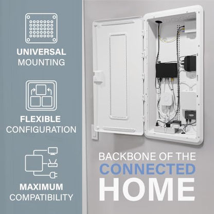 Legrand - On-Q 30 Inch Media Enclosure, WiFi Electrical Box, Cable Management Box for Distribution of Networking Service, Recessed Media Box Lets Signal Through, White, ENP3050NA