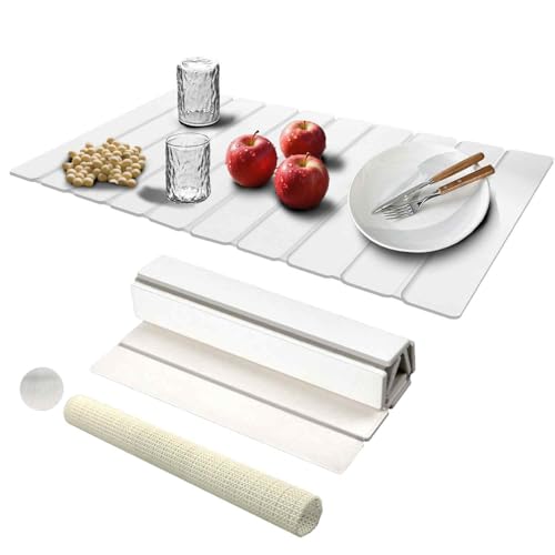 Dish Drying Mat Stone Bath Mat Diatomaceous Earth Stone Drying Mat For Kitchen Counter Sink Bath Mat Quick Dry Non Slip Foldable Dish Drying Rack Mat Large(24"×16" White)