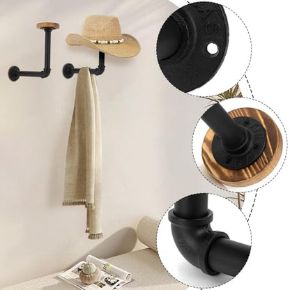 PSLER 3 Pack Helmet Wall Mount, Industrial Pipe Rack for Helmets & Gear | Vintage industrial pipe design,Thickened wall-mounted base,Multi-scene universal holder,Hang riding jackets, scarves & gloves