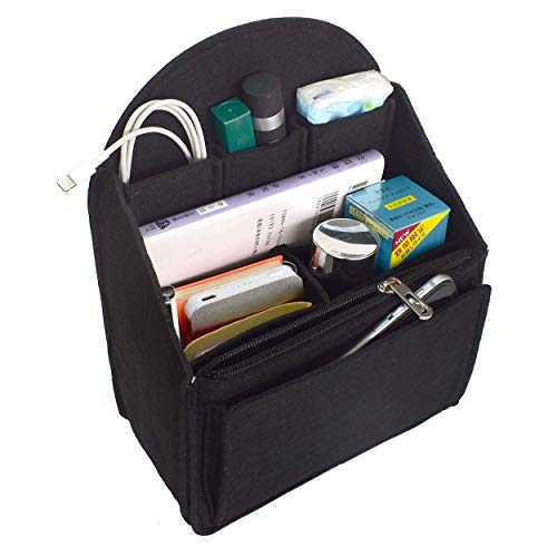 Felt Backpack Organizer Insert for Rucksack Handbag Shoulder Bag (Black,Small)