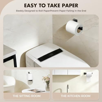 5-Pieces Matte Black Bathroom Accessories Set, 16 Inch Bath Towel Bar Set | Stainless Steel, Towel Ring, Toilet Paper Holder, Robe Hooks, Towel Racks for Bathroom Wall Mounted, Bathroom Hardware Set