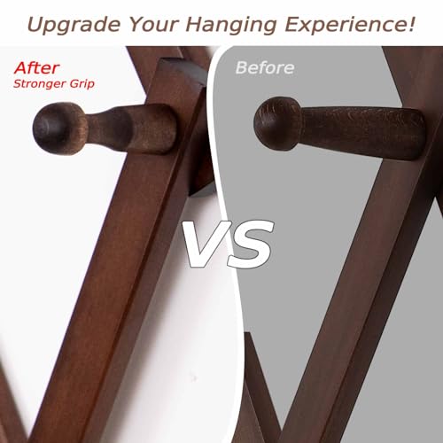 Hat Rack for Wall, Expandable Wall Hat Holder with 16 Hooks, 16 inch Wooden Wall Hook for Baseball Caps,Cowboy, Bag,Hoodie(Brown)