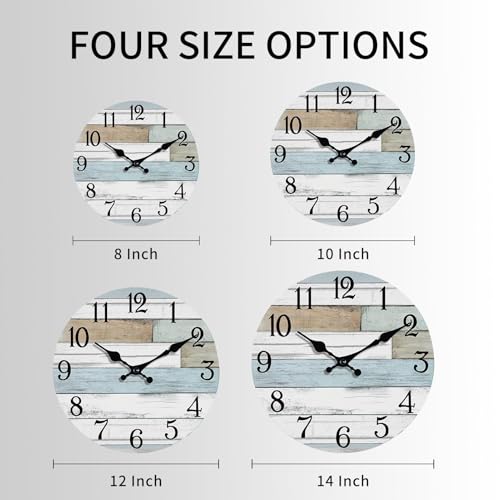 KECYET 12 Inch Wall Clock Battery Operated Silent Non Ticking Coastal | Round analog clock; large easy-read dial for bathroom, kitchen, bedroom & living room; 1 AA battery (not included)