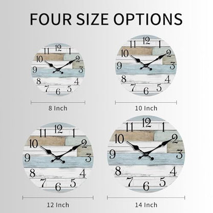KECYET 12 Inch Wall Clock Battery Operated Silent Non Ticking Coastal | Round analog clock; large easy-read dial for bathroom, kitchen, bedroom & living room; 1 AA battery (not included)