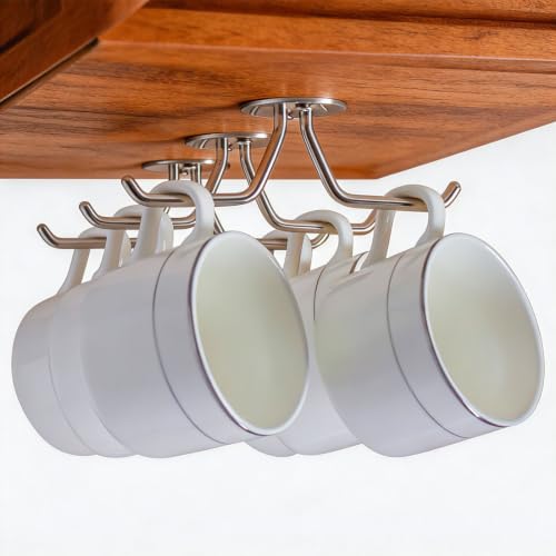 Mug Hooks Under Cabinet Coffee Cup Organizer Ceili... (Stainless Steel)