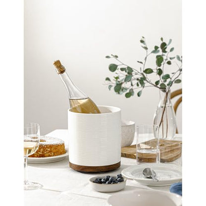 Utensil Holder, 360° Rotating Extra Large Ceramic Kitchen Utensil Holder for Countertop, 7.3“ Cooking Utensil Crocks for Kitchen Counter with Rotatable Wooden Base, Farmhouse Decor, White