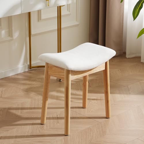 Square Linen Makeup Stool Small Ottoman Stool Chai... (Classic-beige | Linen Fabric)