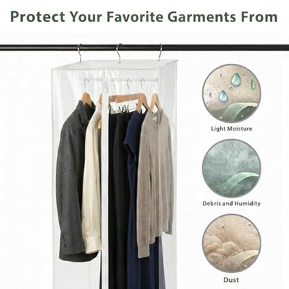 Garment Bags for Hanging Clothes, 42" Long, Dust Protection, Seasonal Clothing Storage, Protects Dresses, Suits & Jackets, Strong Zipper