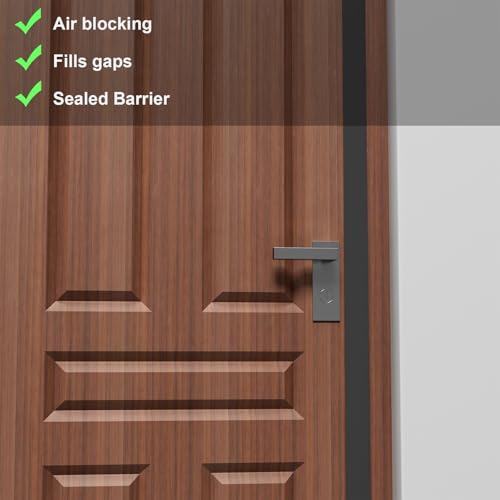 T-Shaped Weather Stripping Seal, Black Silicone, 1.37 in x 20 ft | Flexible door seal strip covers door, window, and bathroom gaps; peel-and-stick design helps reduce drafts