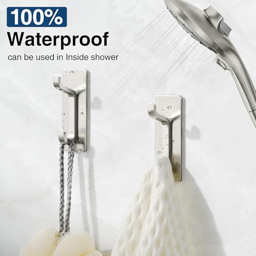 pickpiff 13LB Strong Stick-on Hooks for Coat & Towel, Brushed Nickel 6 Pack