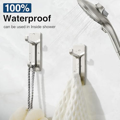 pickpiff 13LB Strong Stick-on Hooks for Coat & Towel, Brushed Nickel 6 Pack