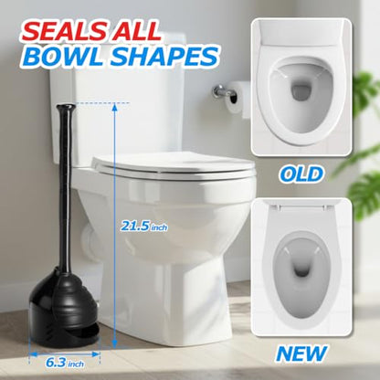 FORASTO Toilet Plunger with Holder,Powerful Clog Removal,Heavy Duty Plunger