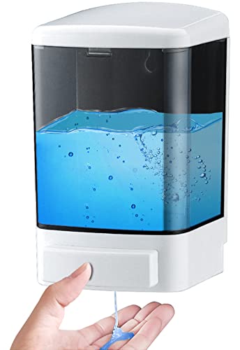 Manual Soap Dispenser Wall Mounted, 33.8oz, Bathroom Kitchen Commercial | Leak-proof Nozzle, Thin & Thick Soap Compatible, Easy to Install & Refill, Soap Level Visibility, Big Capacity, Black