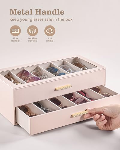 Lolalet Sunglasses Storage Box for Women | Eyewear Eye Glass Sun glass Storage Box with Clear Top Lid Display Holder Case for Eyeglass Watch Jewelry