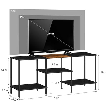 50 Inch TV Stands for Living Room Black TV Entertainment Center | Small Entertainment Center with Storage for 50 43 40 32 Inch TV Console Table for Bedroom Office