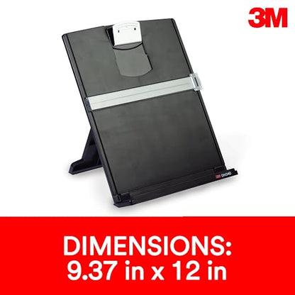 3M Desktop Document Holder for Monitor, 3.375 in x 12.0 in x 1.75 in | Desktop Document Holder For Desk And Typing, Adjudtable, Space Saving Design Holds Papers Vertical For Easy Viewing
