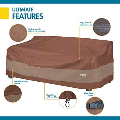 DUCKCOVERS Ultimate Patio Sofa Cover, 77"W x 37"D x 35"H, Mocha Cappuccino, Outdoor Sofa Cover